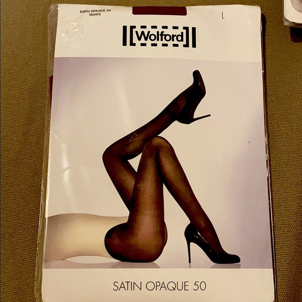 NWT- Wolford Satin Opaque 50tights-cranberry color